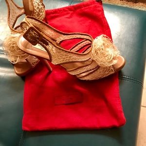 Valentino   with mesh chiffon rose sling back